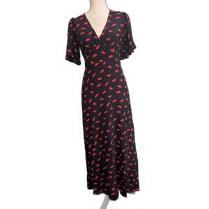Women's Short Sleeve Maxi Dress - A New Day Black/Red Size 2